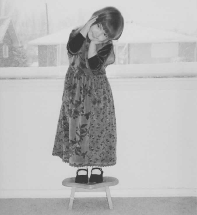 Abby on stool in purple